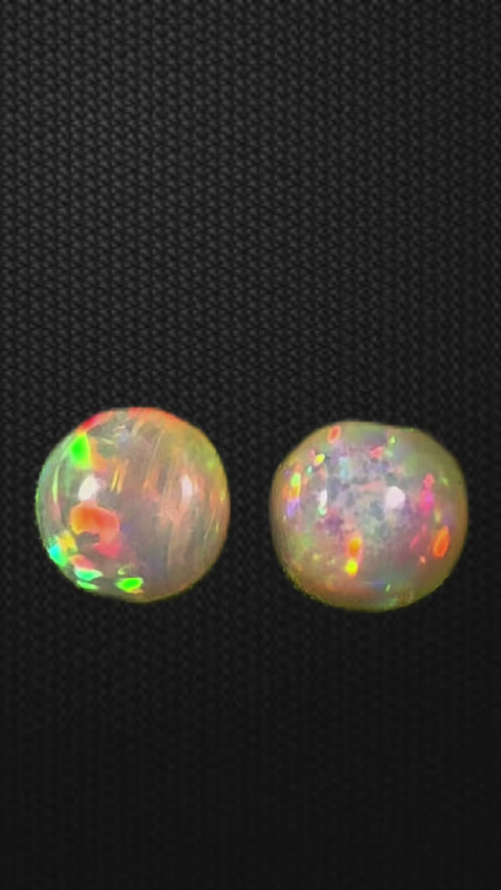 3.01 Ct AAA Natural Ethiopian Welo Opal Pair – Neon Green Crystal Fire